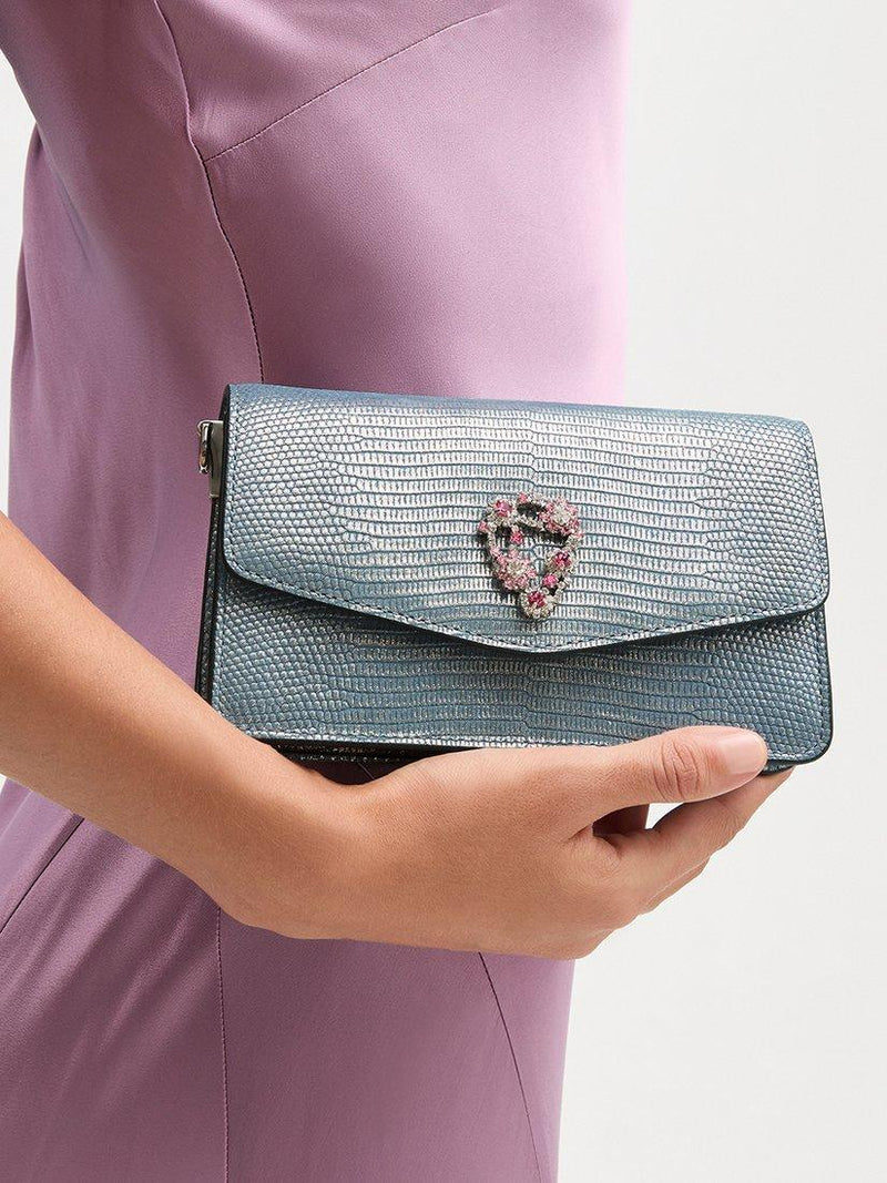 Aspinal of London Eliza croc leather clutch bag - British product