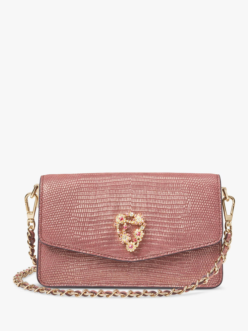 Aspinal of London Eliza leather clutch bag in Cassis (British brand)