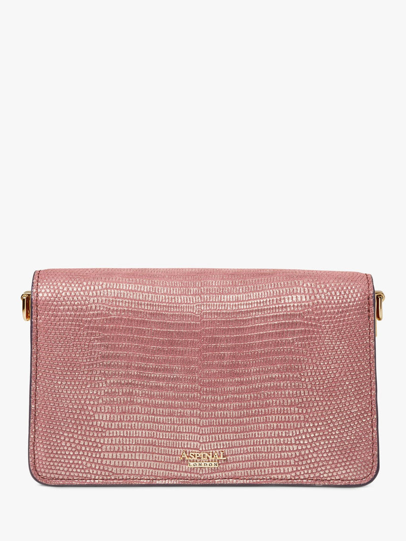 Aspinal of London Eliza leather clutch bag in Cassis (British brand)