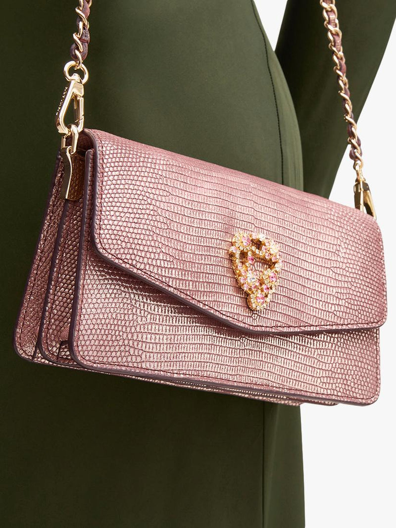 Aspinal of London Eliza leather clutch bag in Cassis (British brand)