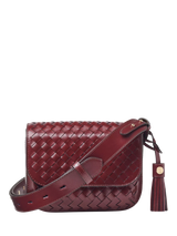John Lewis Aspinal of London Ella Woven Leather Crossbody Bag Burgundy- Buy online at McGrocer