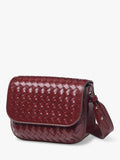 Aspinal of London crossbody bag burgundy woven leather, imported from the UK
