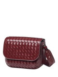 Aspinal of London crossbody bag burgundy woven leather, imported from the UK