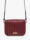 Aspinal of London crossbody bag burgundy woven leather, imported from the UK