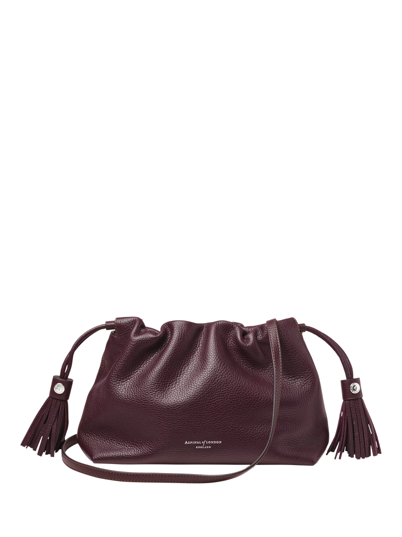 Aspinal of London Soho Pebble Leather Large Crossbody Pouch, Wine