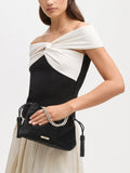 Aspinal of London Amelia black velvet evening bag, imported from the UK