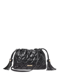 Aspinal of London black quilted leather evening bag, imported from the UK