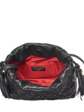 Aspinal of London black quilted leather evening bag, imported from the UK