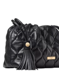 Aspinal of London black quilted leather evening bag, imported from the UK