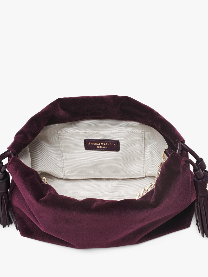 Aspinal of London Cassis velvet evening bag, imported from the UK