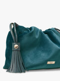 Aspinal of London velvet evening bag peacock colour (British brand)