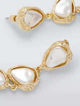John Lewis John Lewis Irregular Triple Molten Faux Pearl Drop Earrings, Gold/White- Buy online at McGrocer