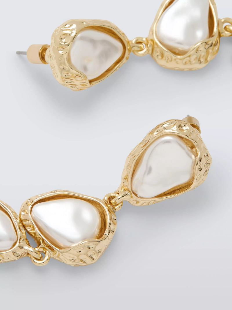 John Lewis faux pearl drop earrings gold plated (British brand)