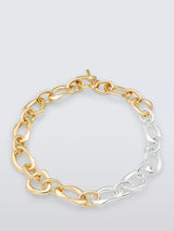 John Lewis John Lewis Irregular Link T-Bar Mixed Plate Necklace, Gold/Silver, 20cm- Buy online at McGrocer