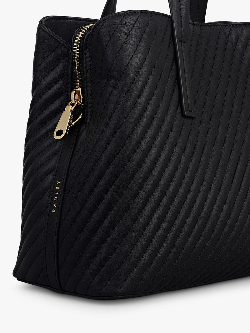 Radley Dukes Place black quilted grab bag, imported from the UK