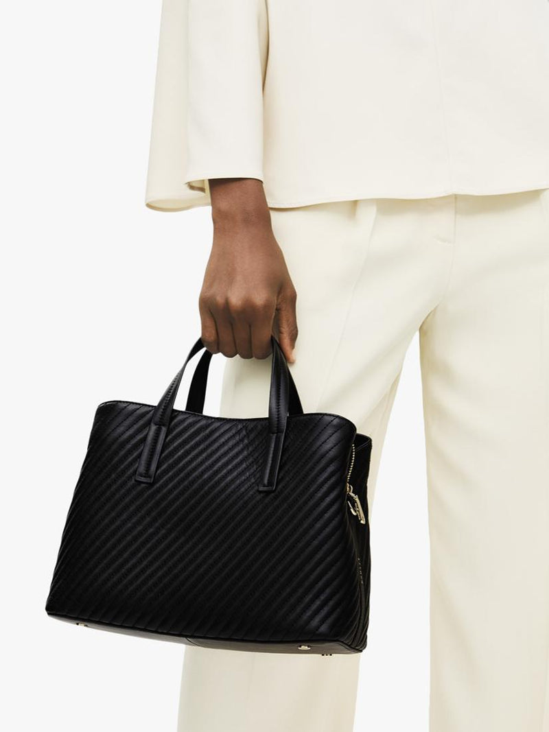 Radley Dukes Place black quilted grab bag, imported from the UK