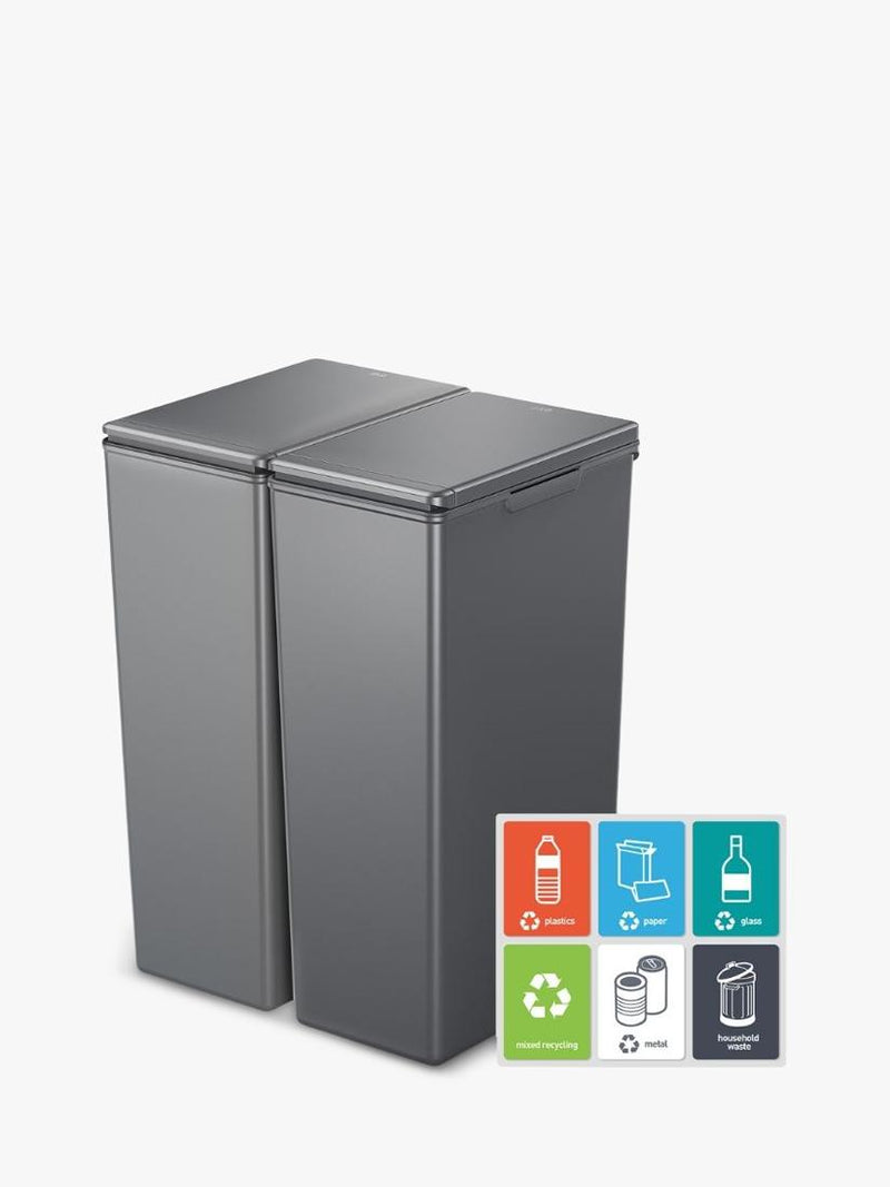 EKO Morandi twin touch bin grey 40L, imported from the UK