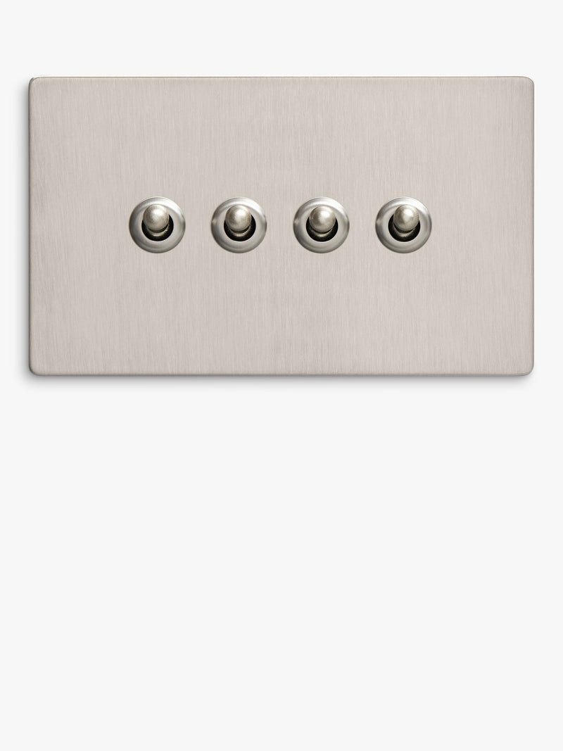 Dowsing & Reynolds soft silver quadruple toggle switch, imported from the UK