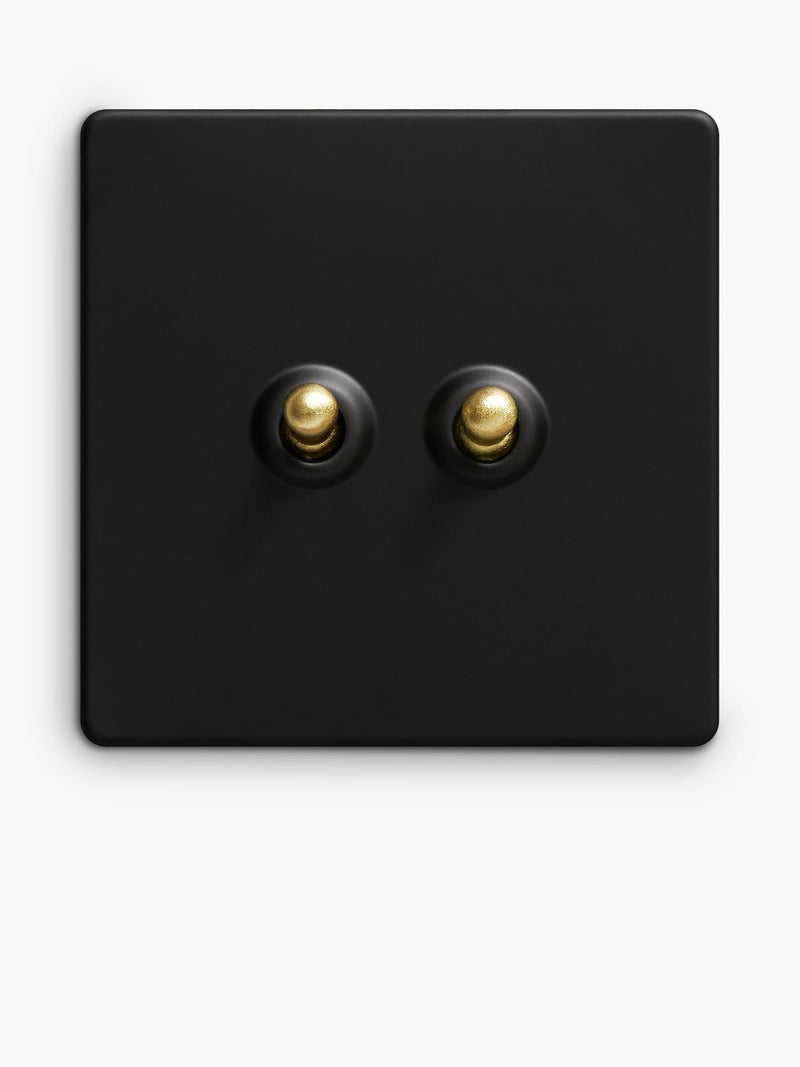 Dowsing & Reynolds matt black double toggle switch - British product