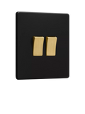 Dowsing & Reynolds Matt Black Double Rocker Light Switch