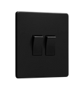 Dowsing & Reynolds matt black double rocker switch, UK version