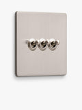 Dowsing & Reynolds silver triple toggle light switch, imported from the UK