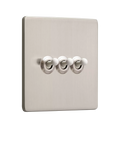 Dowsing & Reynolds silver triple toggle light switch, imported from the UK