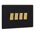 Dowsing & Reynolds Matt Black Quadruple Rocker Light Switch
