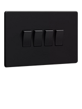 John Lewis Dowsing & Reynolds Matt Black Quadruple Rocker Light Switch- Buy online at McGrocer