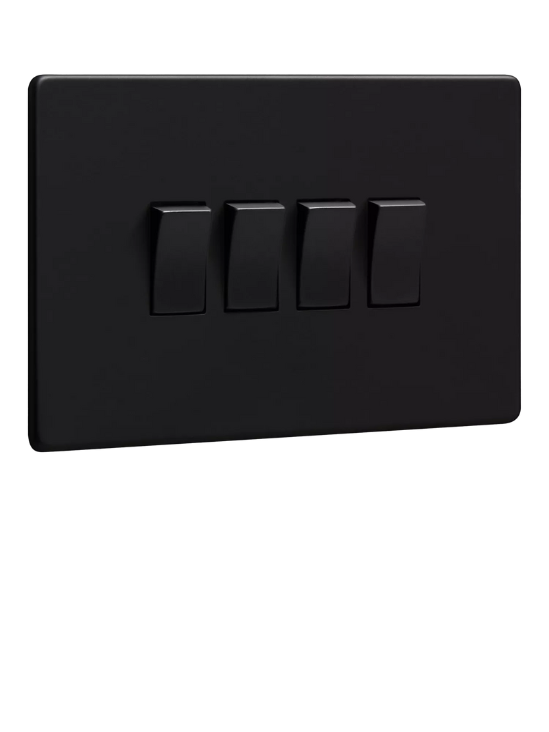 Dowsing & Reynolds quadruple rocker switch matt black, imported from the UK