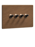 Dowsing & Reynolds Antique Brass Quadruple Toggle Switch