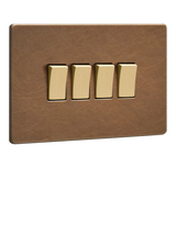 John Lewis Dowsing & Reynolds Antique Brass Quadruple Rocker Light Switch- Buy online at McGrocer