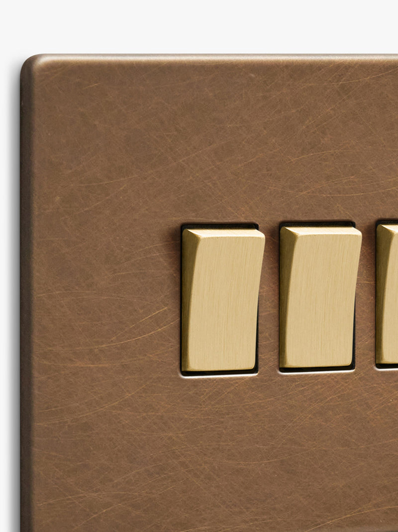 Dowsing & Reynolds antique brass quadruple rocker switch - British product
