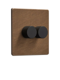 Dowsing & Reynolds Antique Brass Double Dimmer Switch