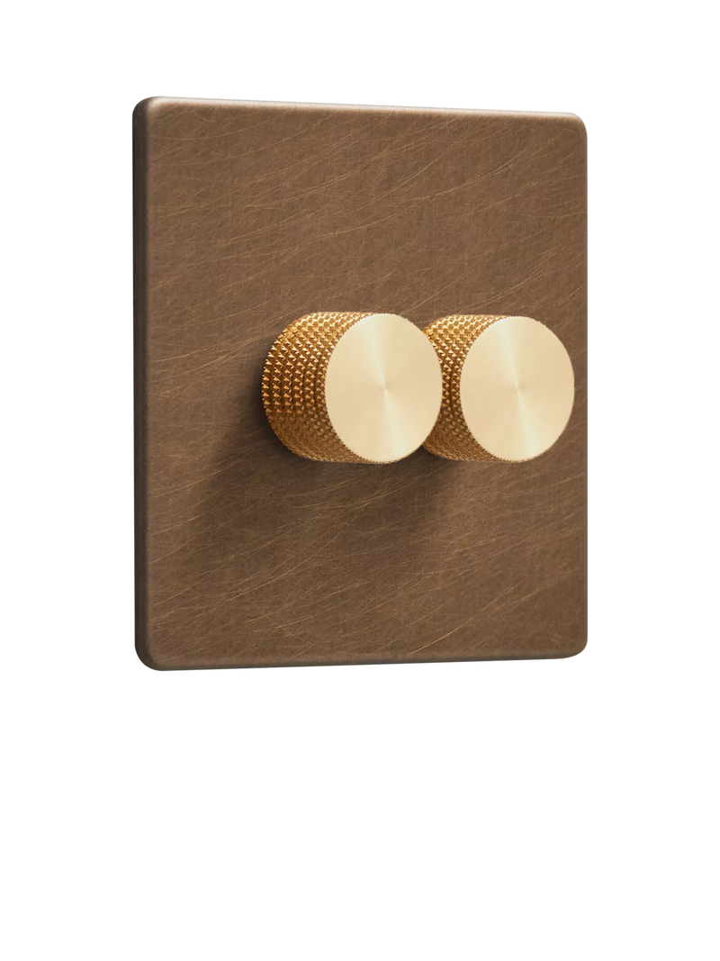 Dowsing & Reynolds antique brass double dimmer switch - British product