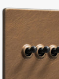 Dowsing & Reynolds antique brass triple toggle switch (British brand)