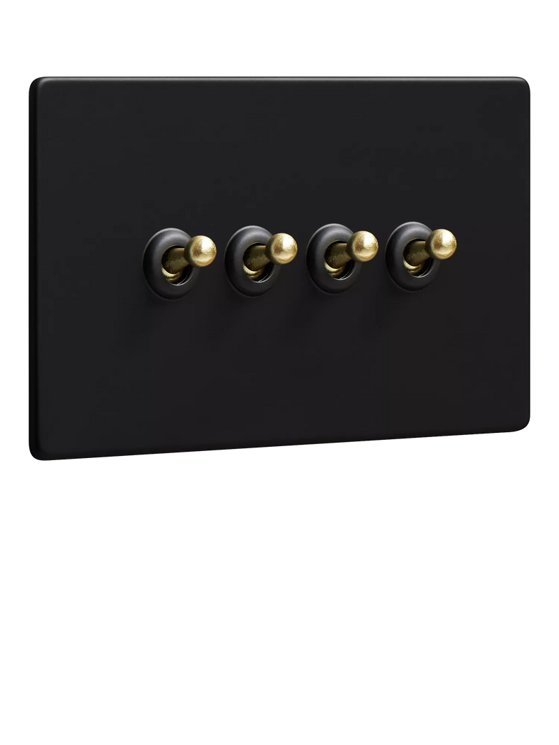Dowsing & Reynolds Matt Black Quadruple Toggle Switch