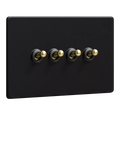 Dowsing & Reynolds Matt Black Quadruple Toggle Switch