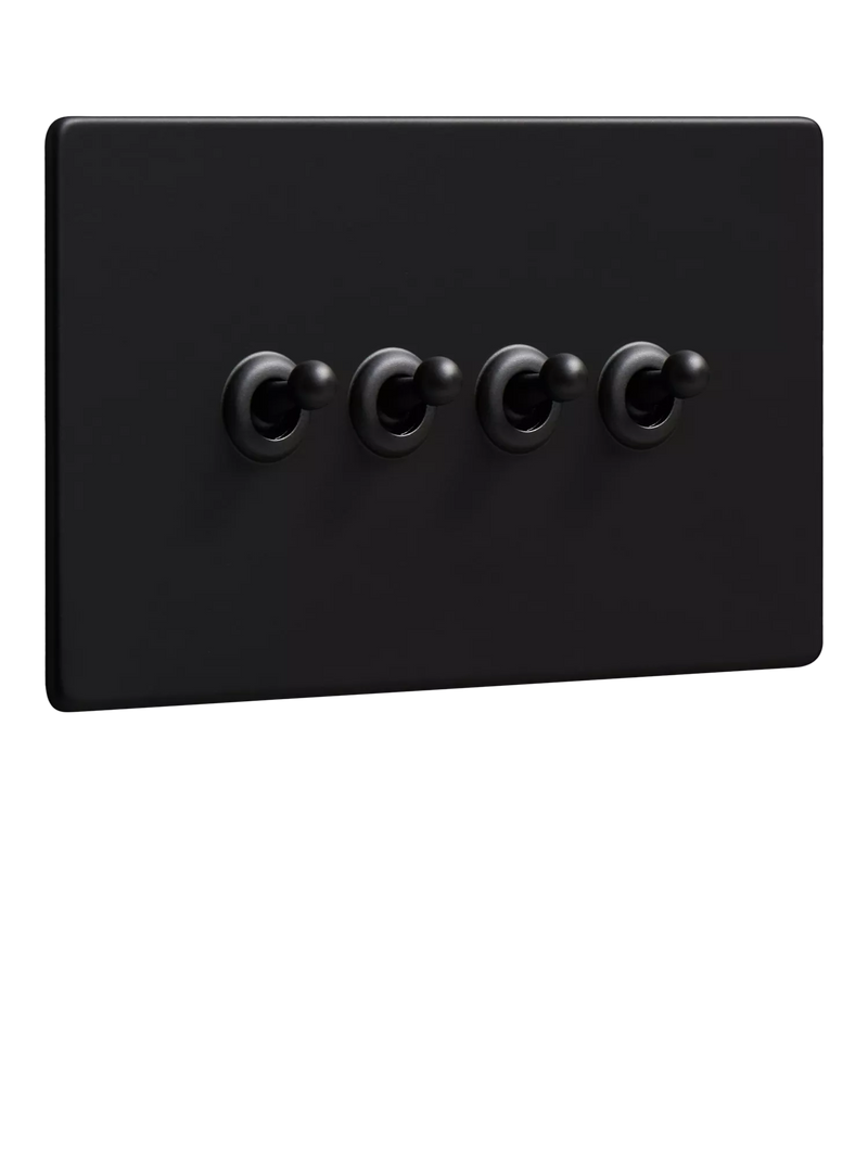 Dowsing & Reynolds matt black quadruple toggle switch - British product