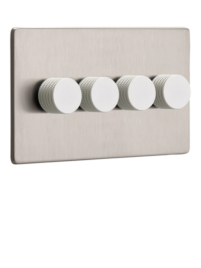 John Lewis Dowsing & Reynolds Soft Silver Quadruple Dimmer Switch- Buy online at McGrocer