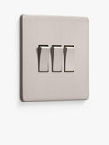 Dowsing & Reynolds triple rocker switch soft silver, imported from the UK