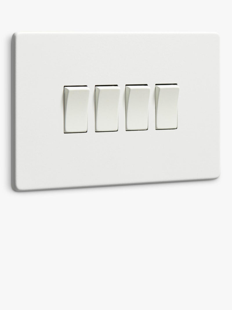 Dowsing & Reynolds soft white quadruple rocker switch, imported from the UK
