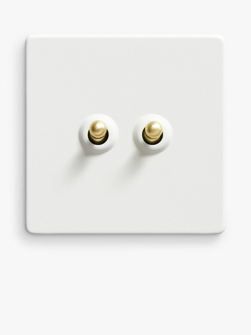 Dowsing & Reynolds double toggle switch soft white, imported from the UK