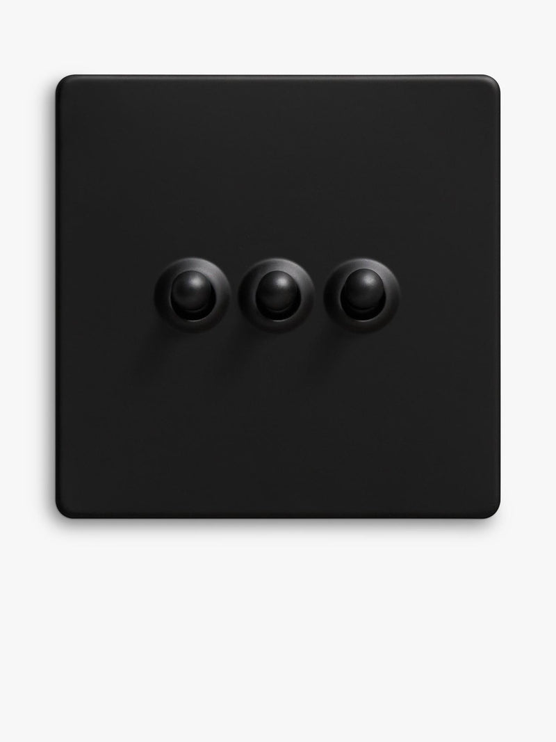 Dowsing & Reynolds matt black triple toggle switch (British brand)