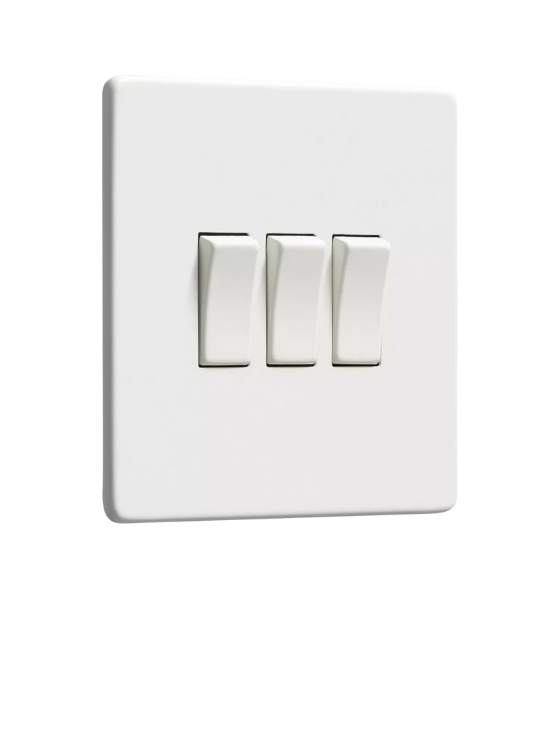 Dowsing & Reynolds Soft White Triple Rocker Light Switch