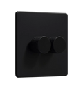 Dowsing & Reynolds matt black double dimmer switch, imported from the UK