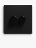 Dowsing & Reynolds matt black double dimmer switch, imported from the UK