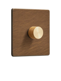 Dowsing & Reynolds antique brass dimmer switch, knurled dial (British brand)