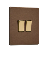John Lewis Dowsing & Reynolds Antique Brass Double Rocker Switch- Buy online at McGrocer