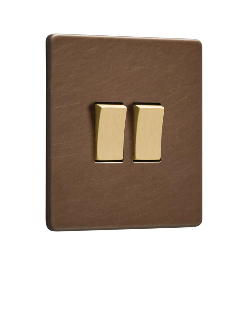 Dowsing & Reynolds antique brass double rocker switch - British product